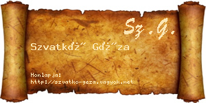 Szvatkó Géza névjegykártya